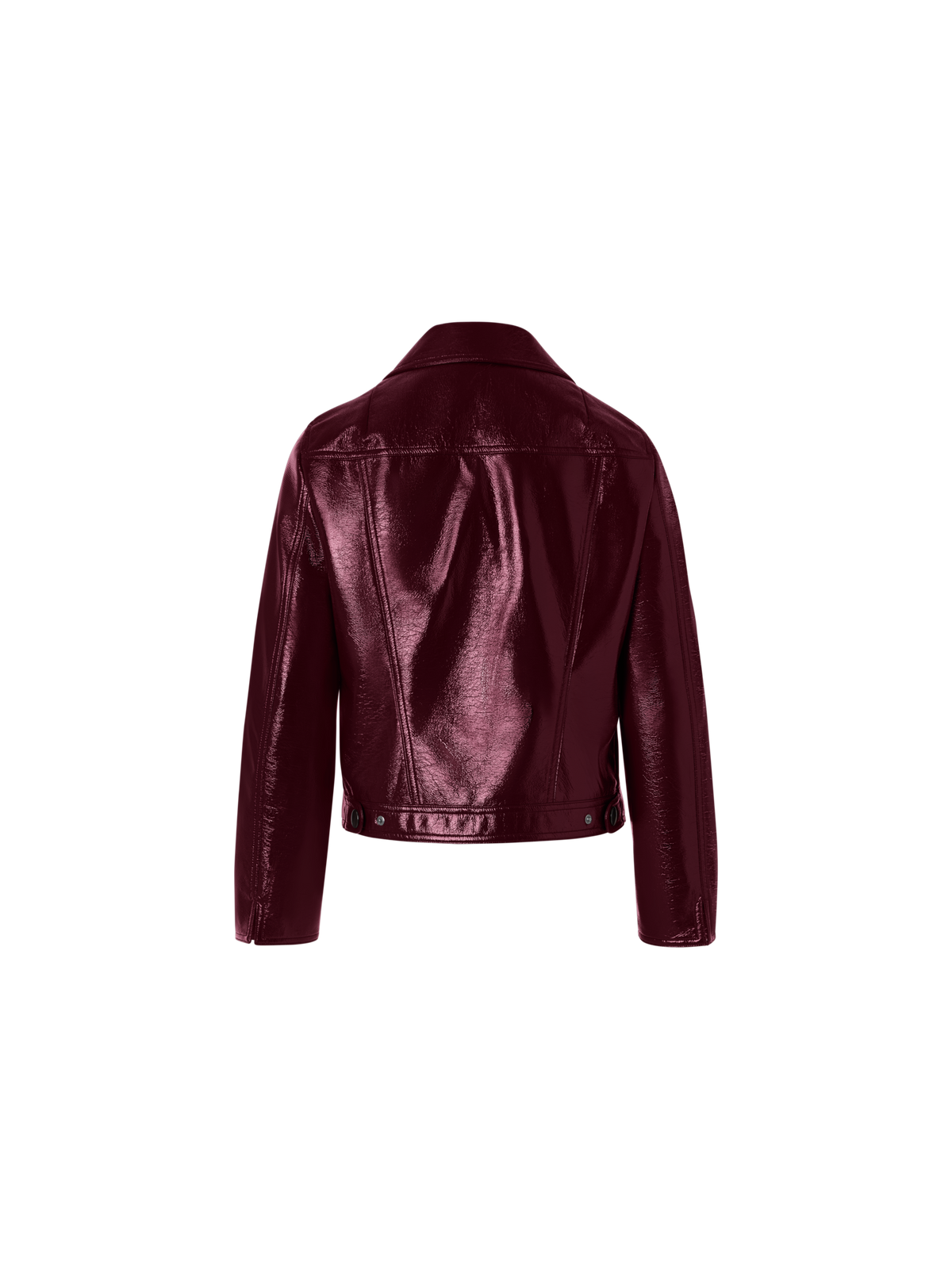 Designer Long-Sleeve Shiny Crinkle Faux-Leather Jacket - red