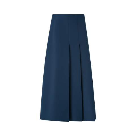 Half-Pleated Ottoman Silk Midi Skirt