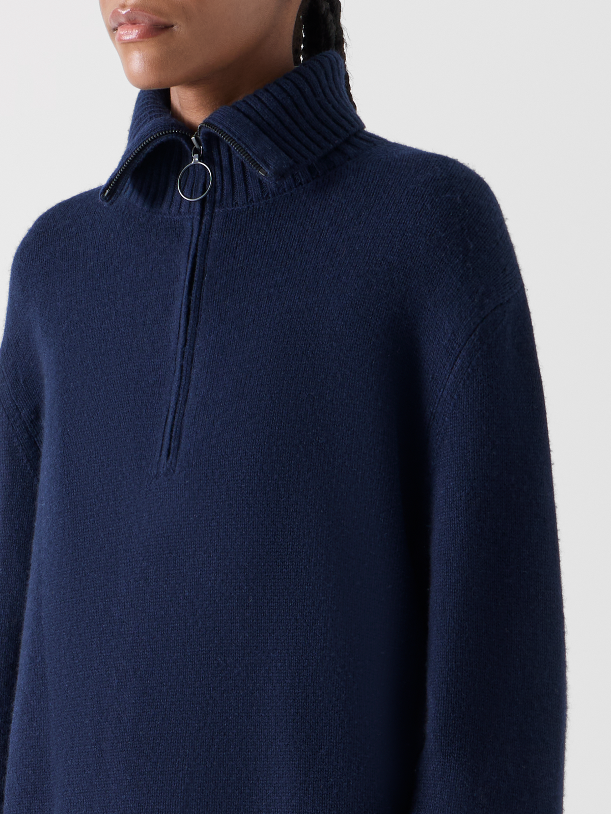 Designer Chunky Yak Knit Sweater - navy 