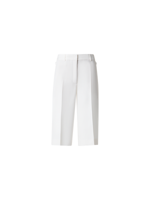 Designer Shantung Silk Bermuda Shorts - neutral - white