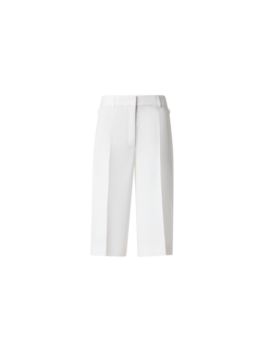 Designer Shantung Silk Bermuda Shorts - neutral - white