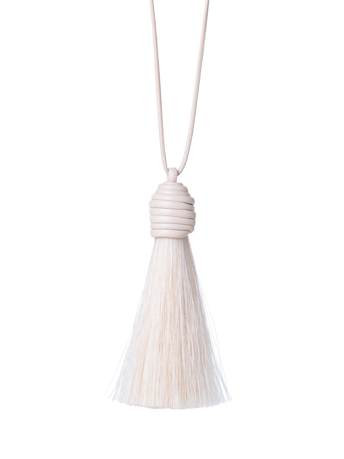 Designer Horsehair Necklace - ecru - white
