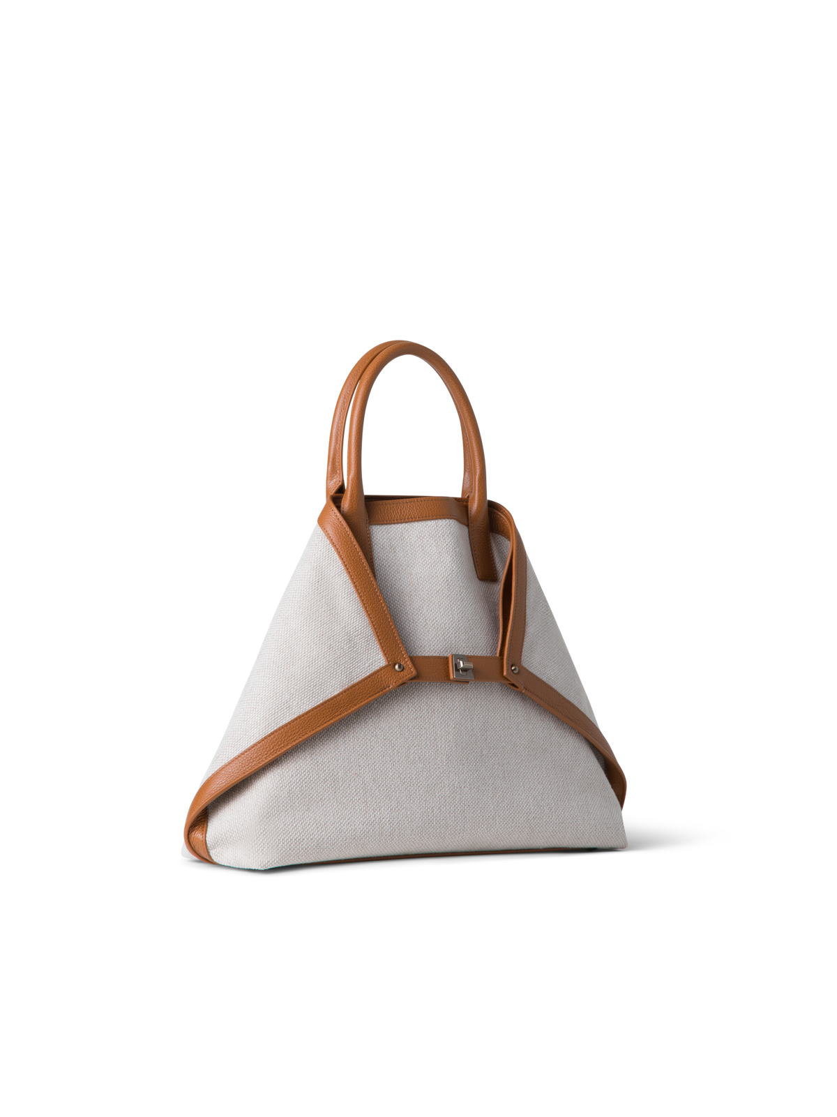 Designer Ai Medium Top Handle Tote - ecru - white - neutral - brown - multicolor
