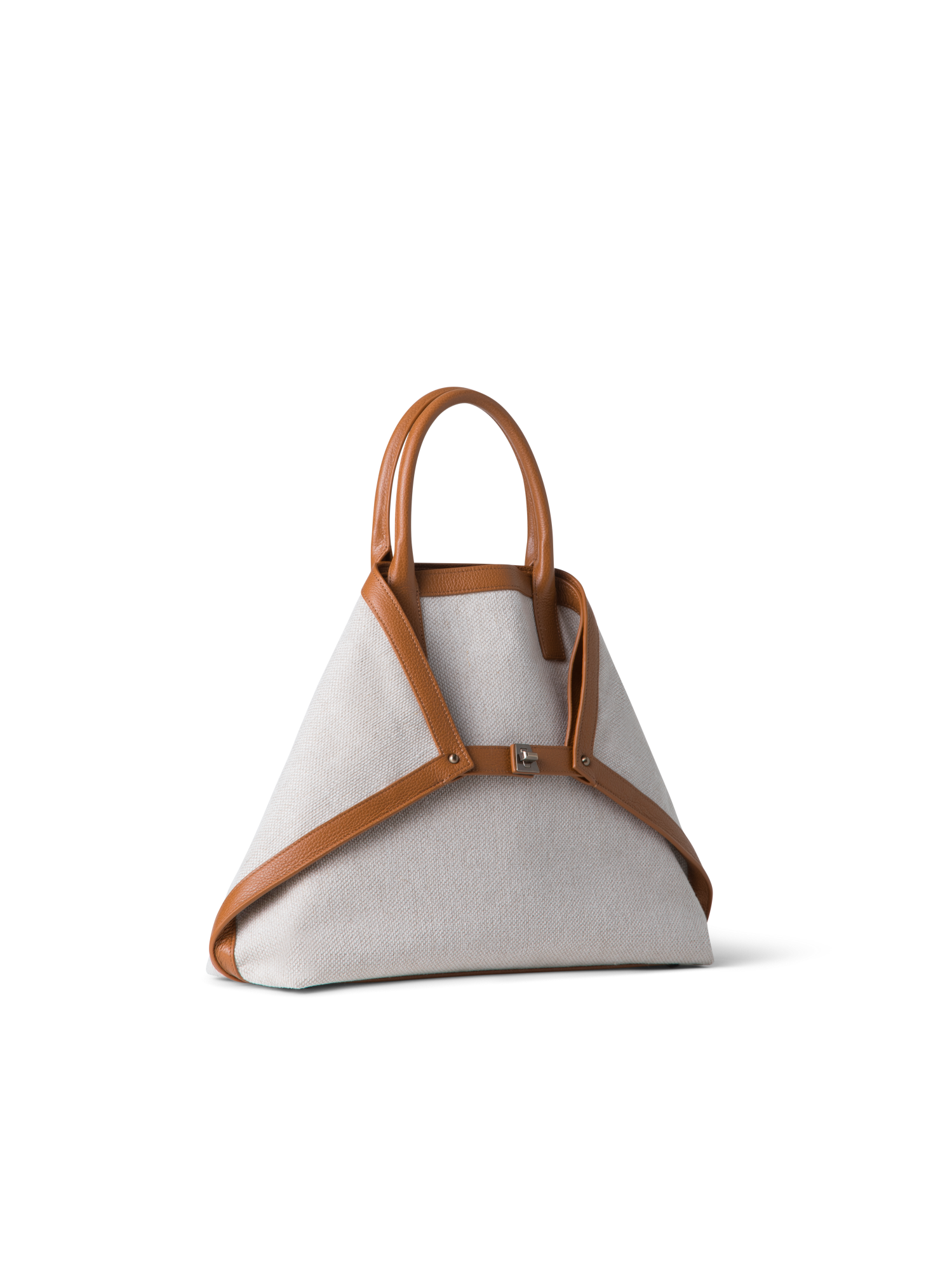 Designer Ai Medium Top Handle Tote - ecru - white - neutral - brown - multicolor