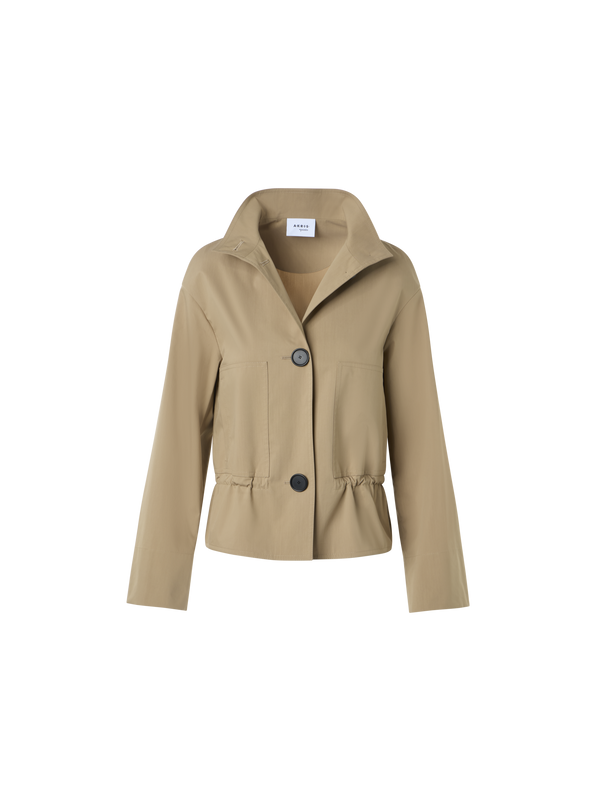 Designer Cotton Short Parka Jacket with Elastic Waist