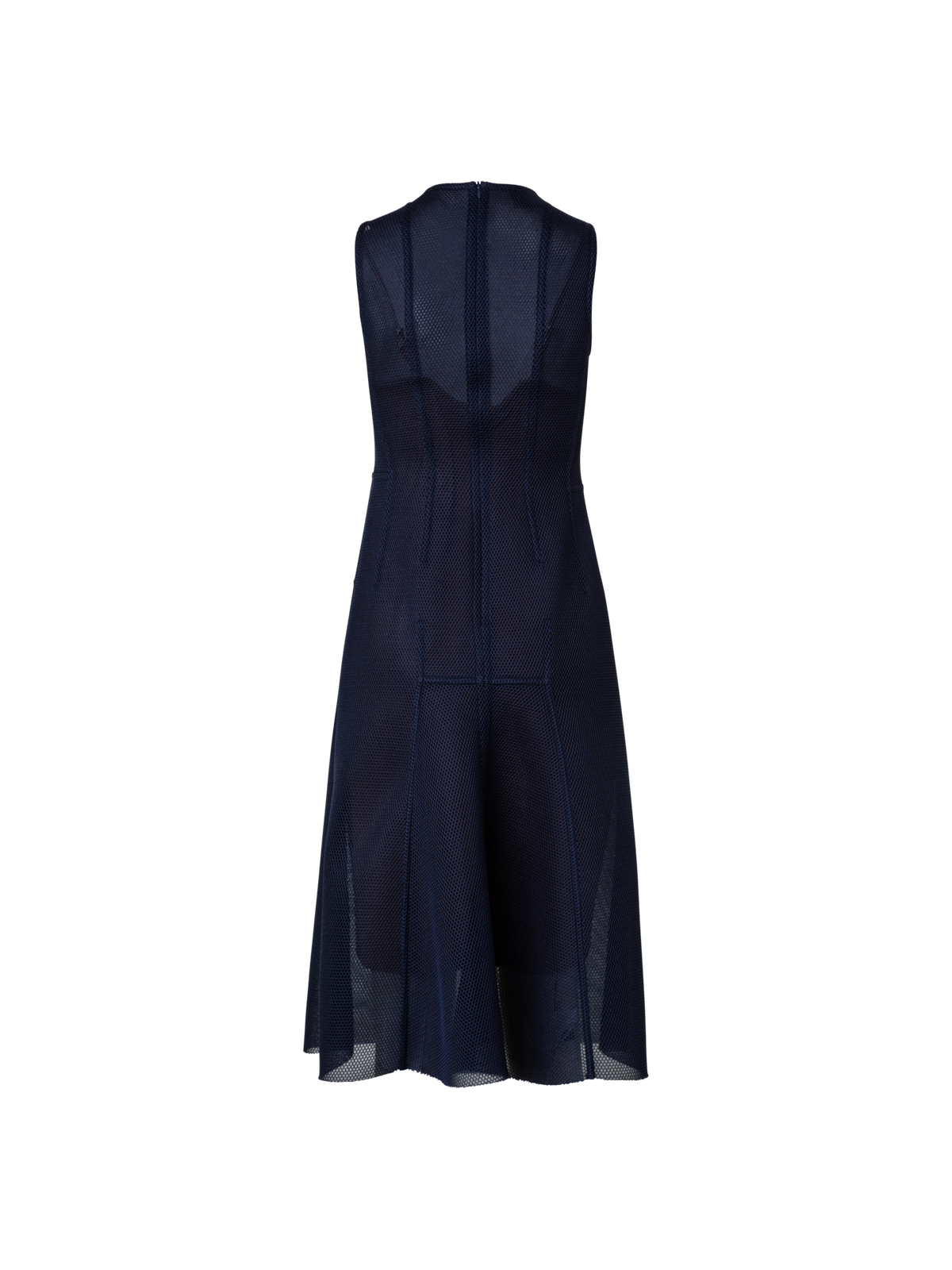 Designer Techno Grid Midi Dress - navy - blue