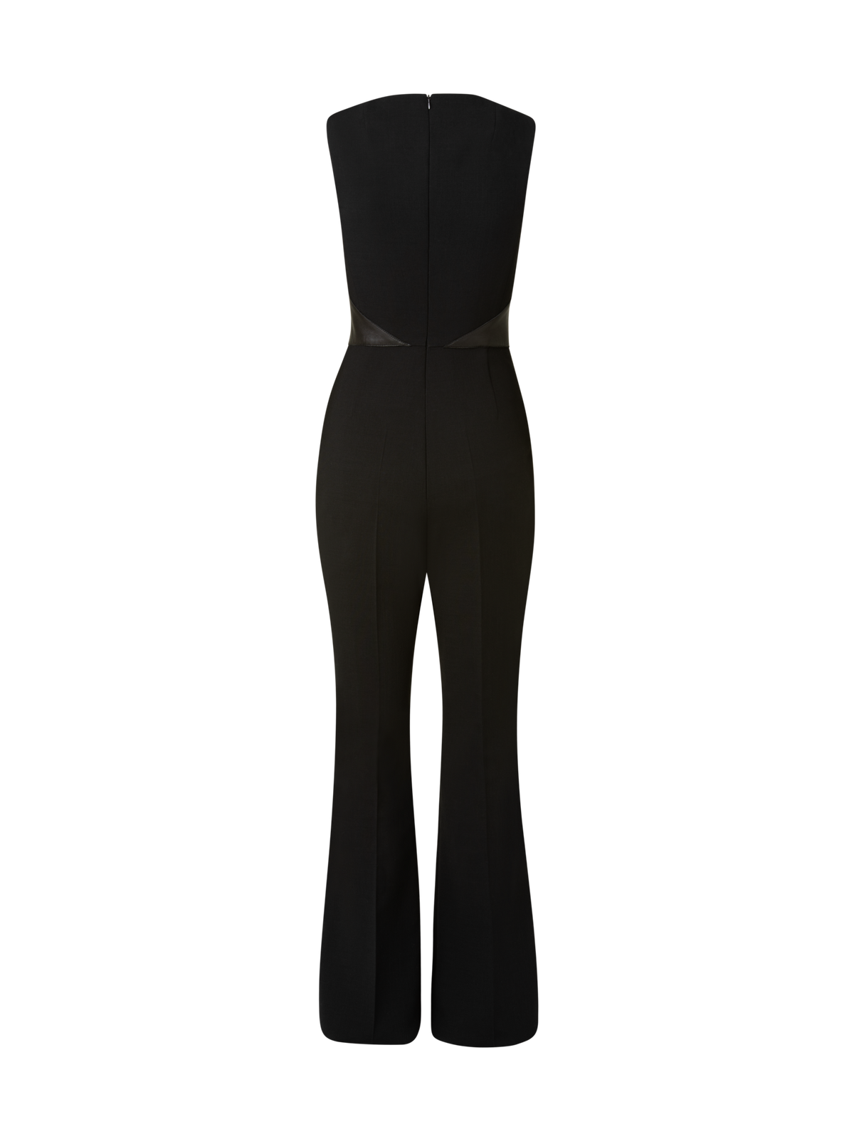 Designer Wool Double-Face Jumpsuit with Leather Bodice - black - neutral