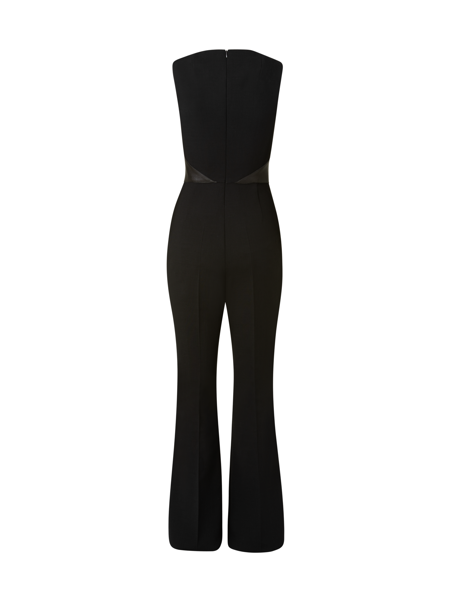 Designer Wool Double-Face Jumpsuit with Leather Bodice - black - neutral