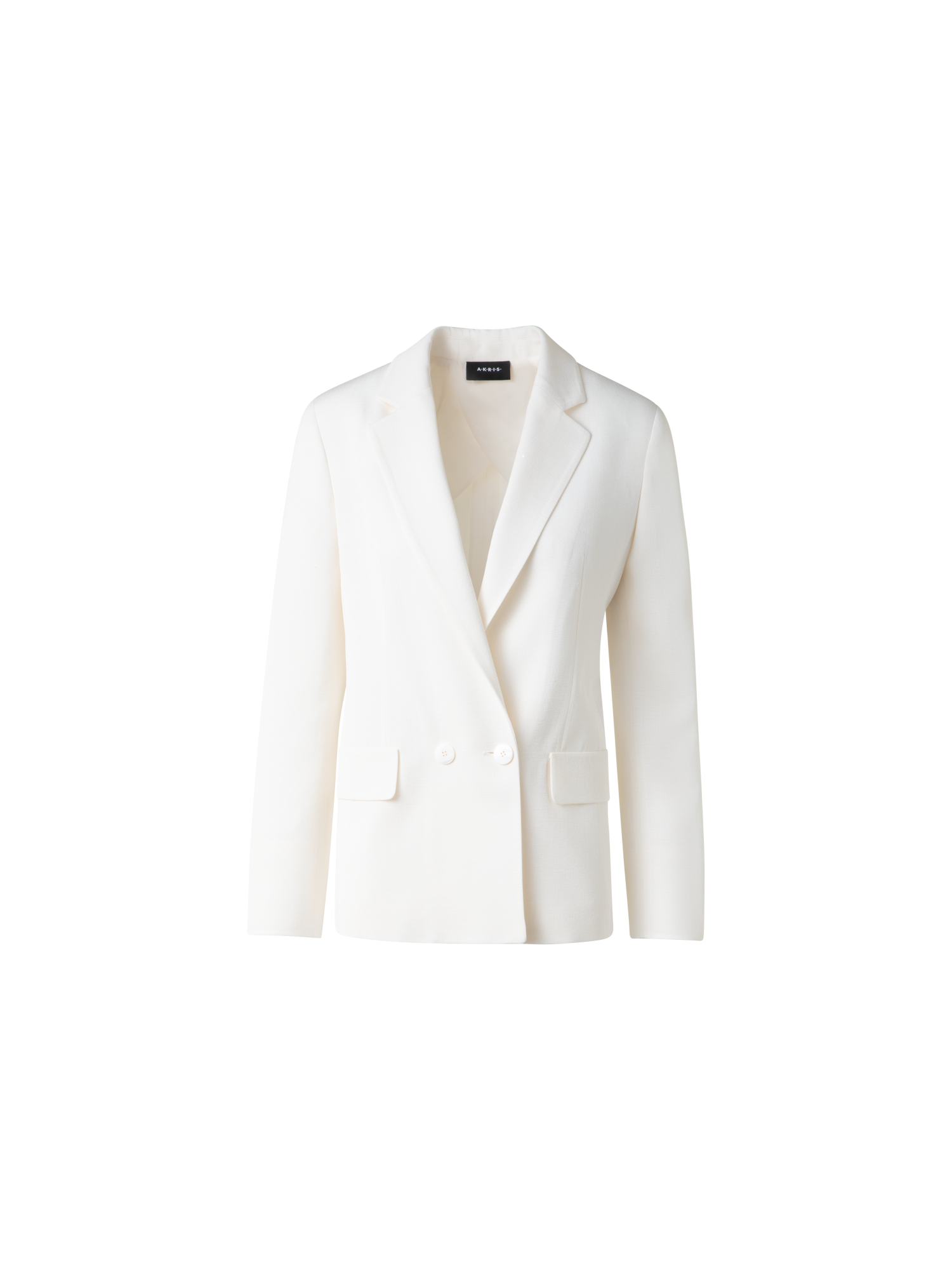 Designer Double-Breasted Blazer in Silk Shantung  - neutral - white