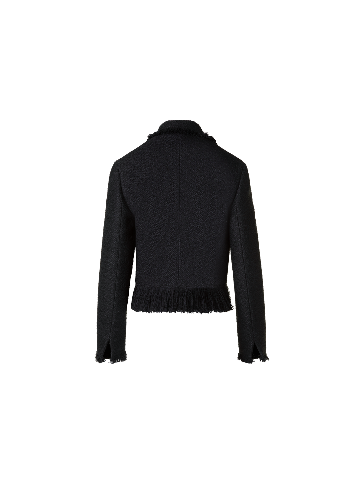 Cropped Bouclé Tweed Jacket with Fringe Hem – Akris Inc. Cropped Bouclé Tweed Jacket with Fringe Hem – Akris Inc.