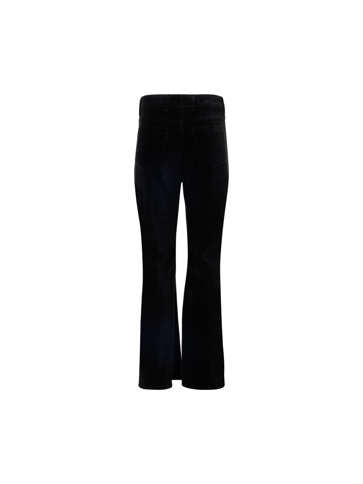Designer Cropped Bootcut Cotton Stretch Velvet Pants - black