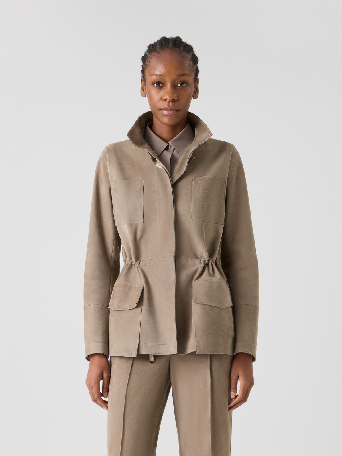 Designer Chianti Safari Jacket in Suede - neutral - brown