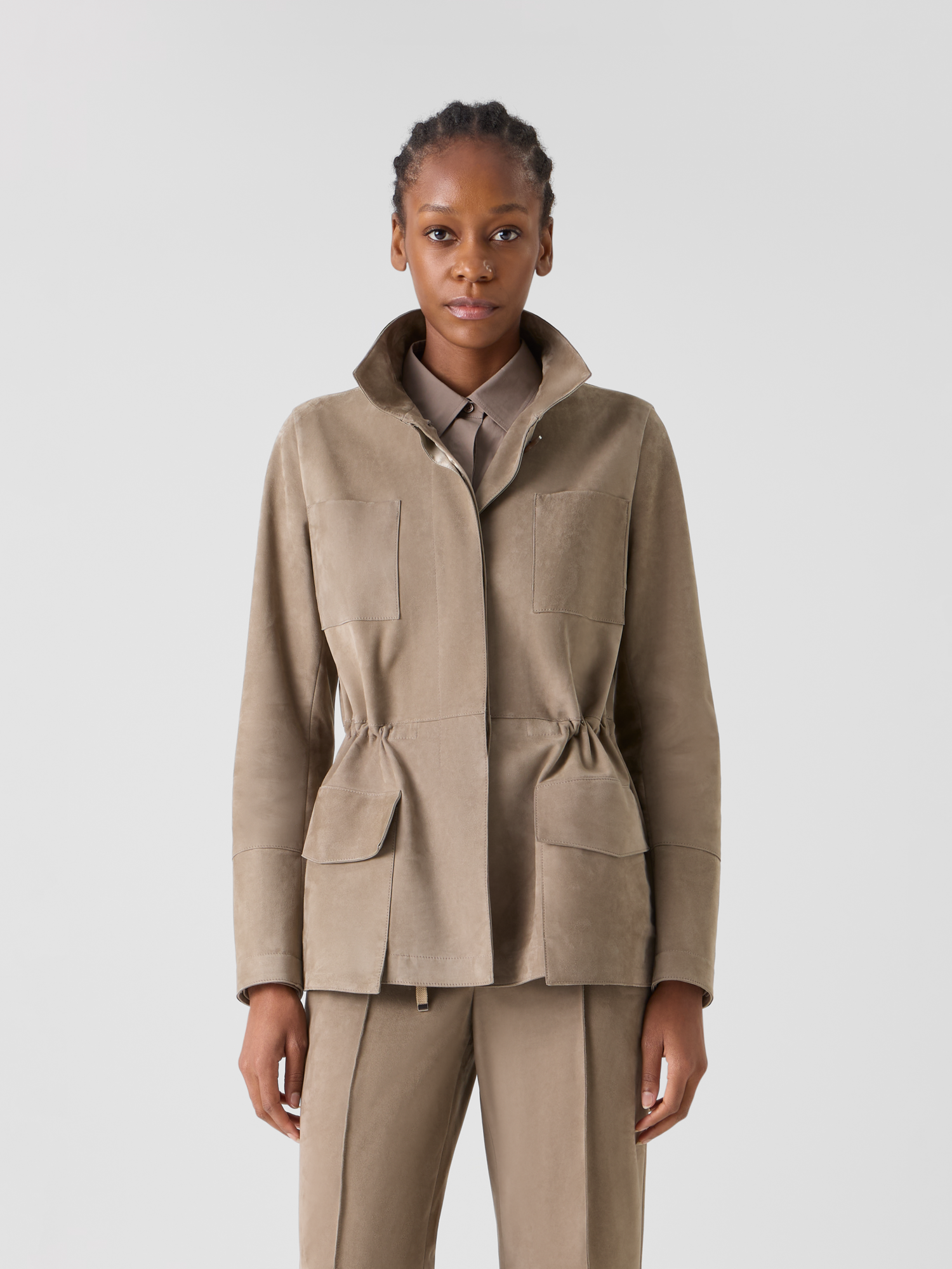 Designer Chianti Safari Jacket in Suede - neutral - brown