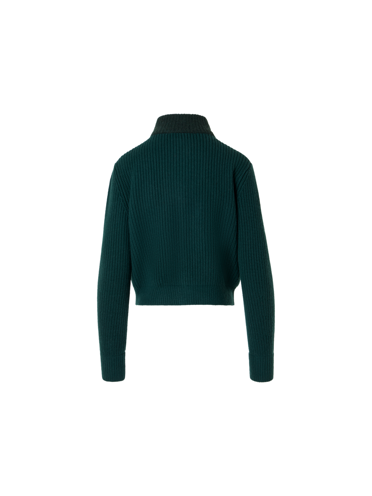 Designer Wool Cashmere Short Cardigan with Bouclé Collar - green