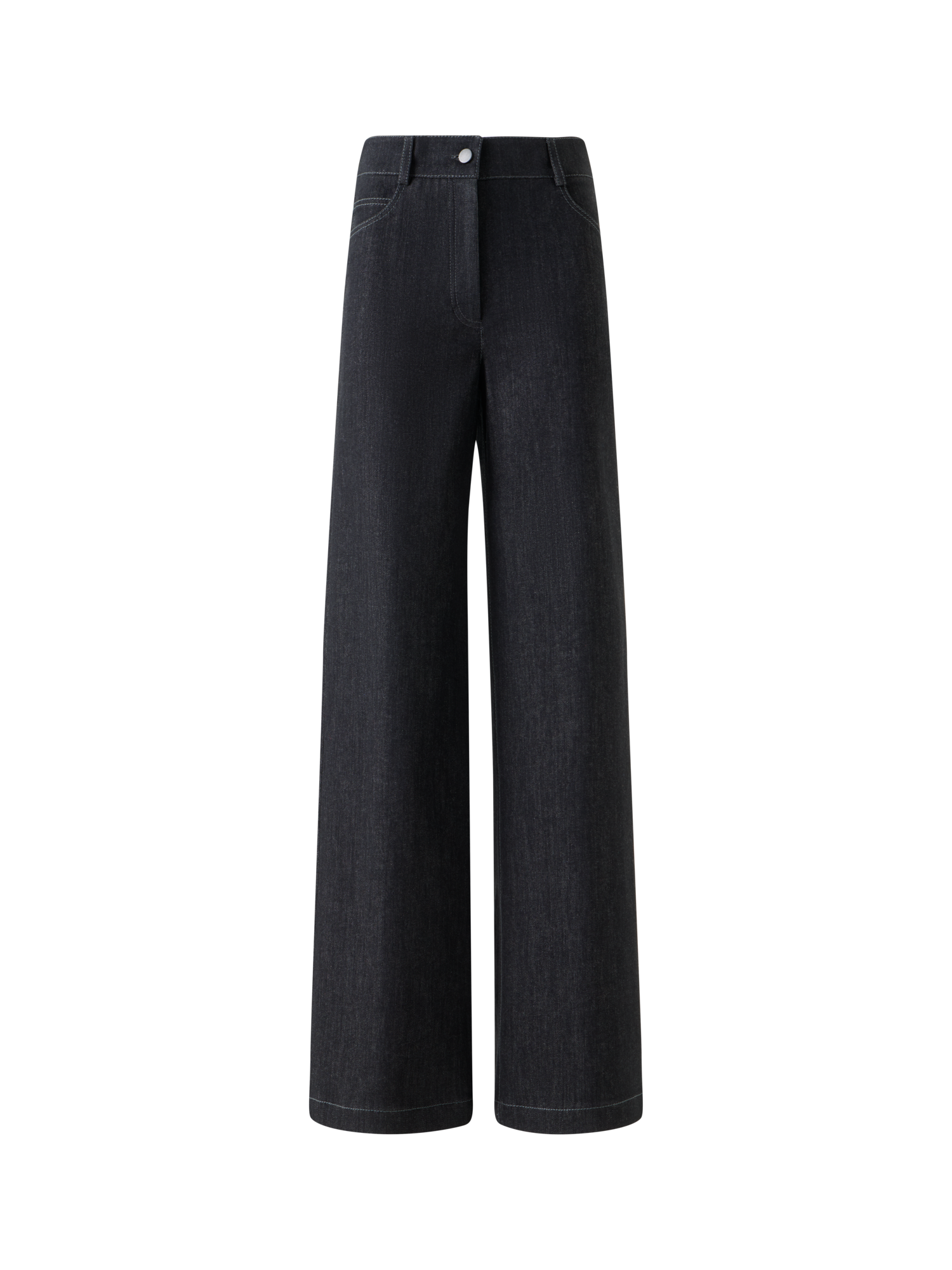 Designer Wide Stretch Cotton Denim Pants - black - neutral