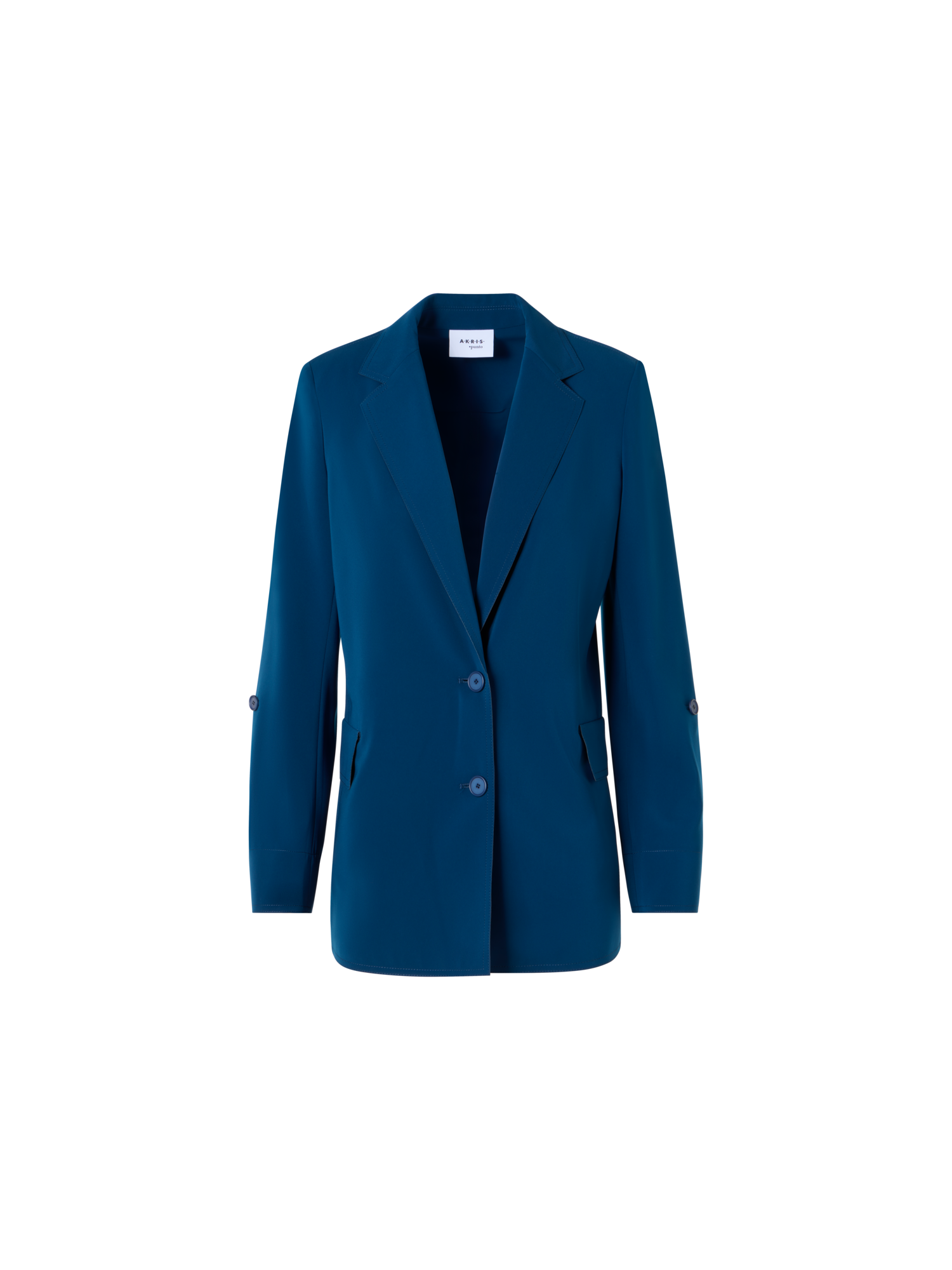 Designer Lasercut Crêpe Boyfriend Blazer - blue