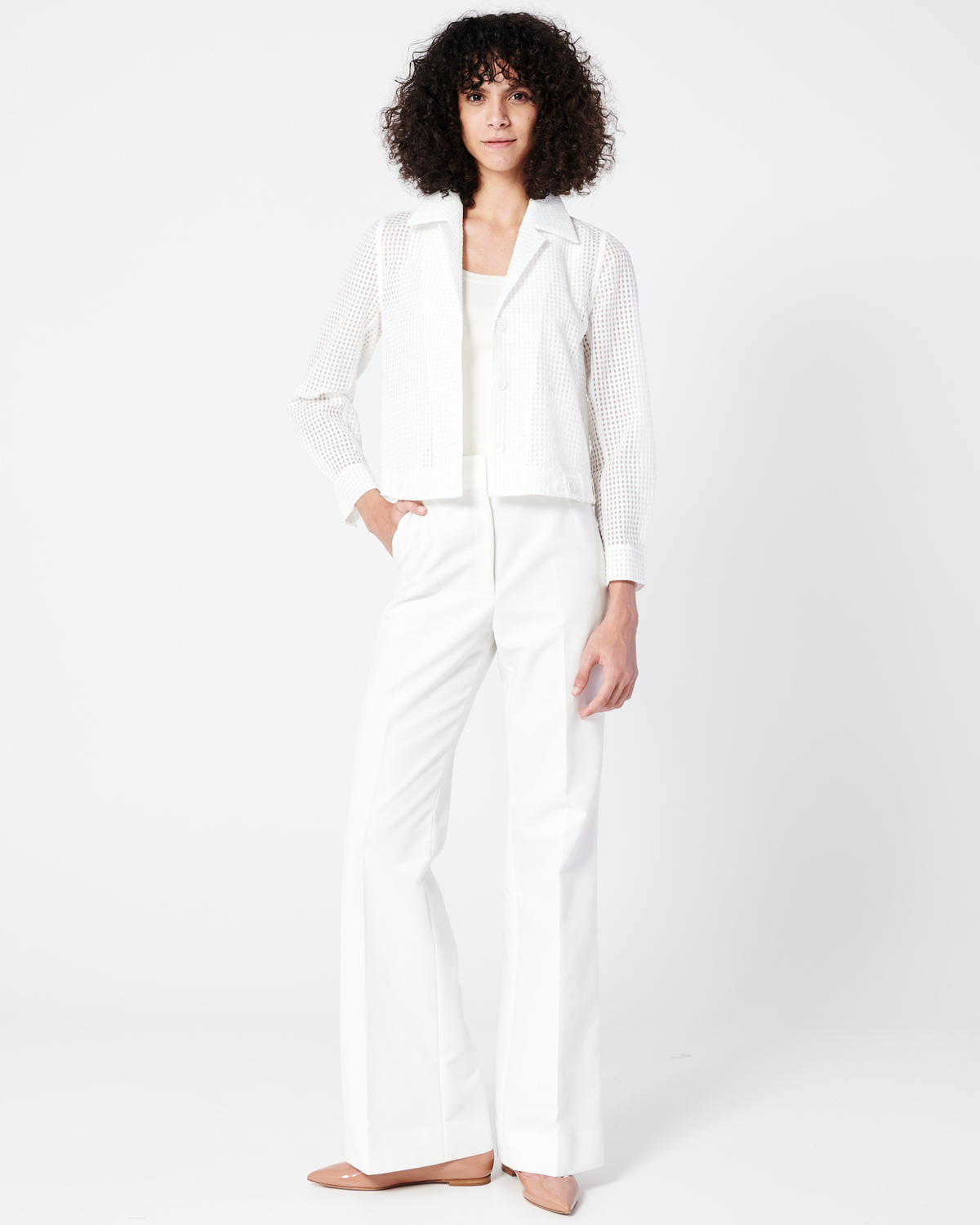 Designer Sleeveless Silk Georgette Top - ecru - white #editorial