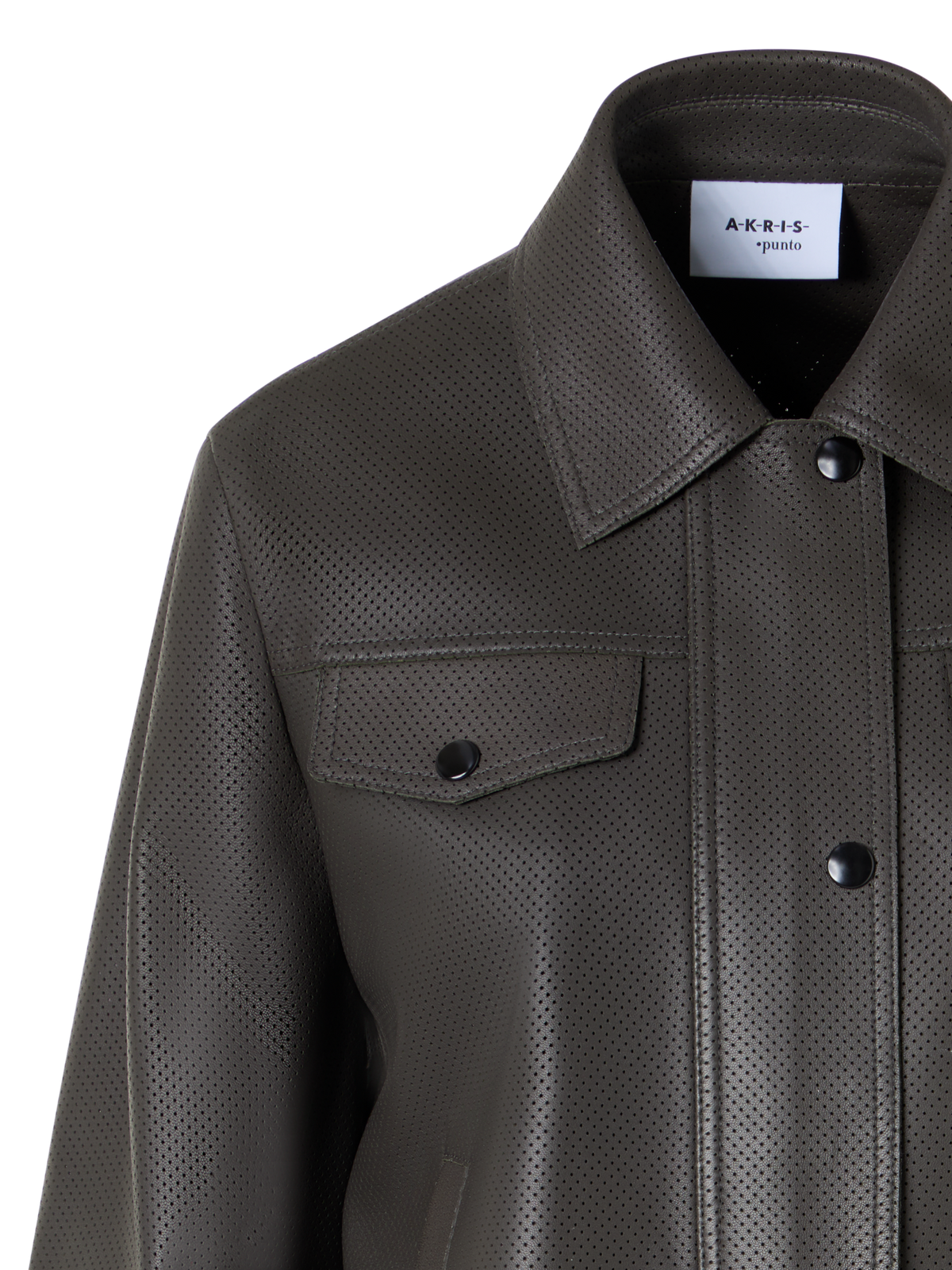 Designer Long-Sleeve Signature Pin Dot Lamb Nappa Leather Motorbike Jacket - green