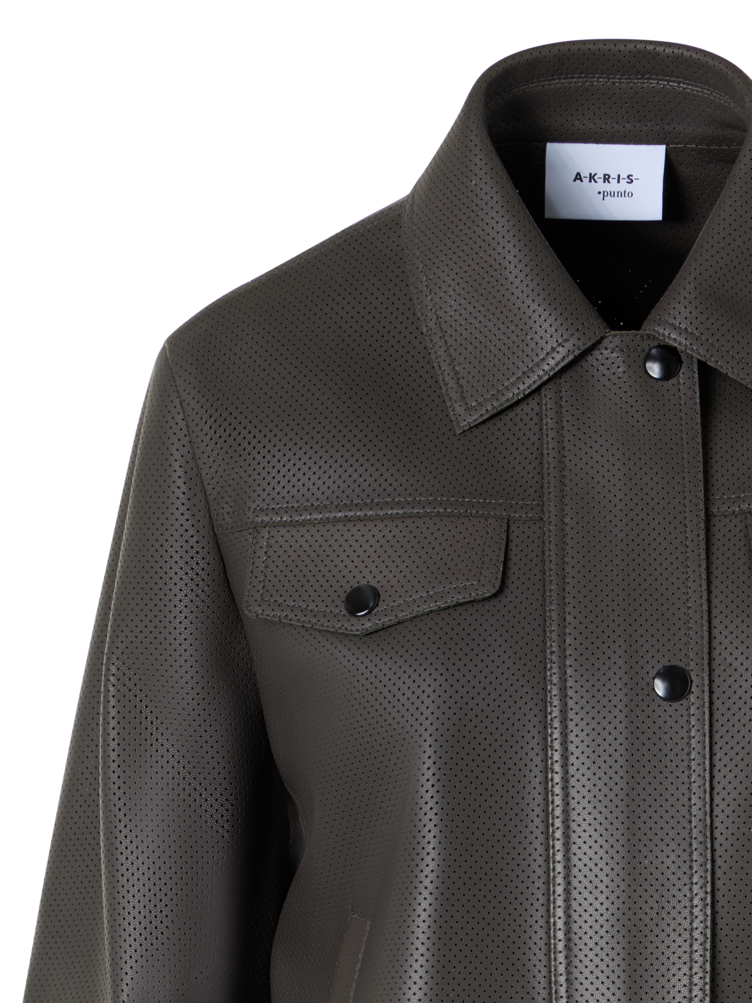 Designer Long-Sleeve Signature Pin Dot Lamb Nappa Leather Motorbike Jacket - green
