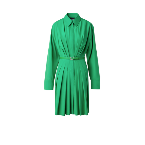Pleated Cotton Shirt Dress