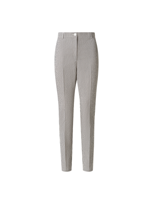 Designer Tapered Pants in Striped Cotton Seersucker - black - multicolor - ecru - white