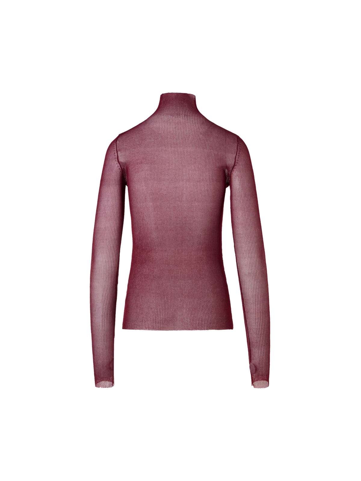 Designer Transparent Silk Fine Rib Sweater with Thumb Holes - red