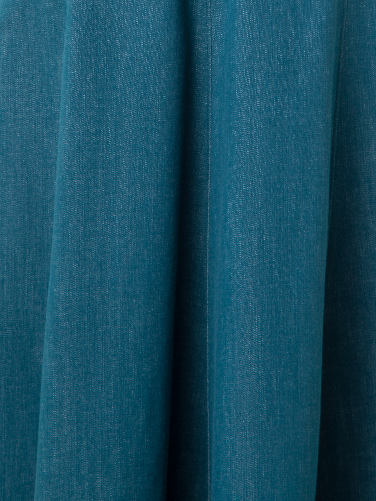 Designer Flared Midi Shirt Dress in Cotton Denim - green