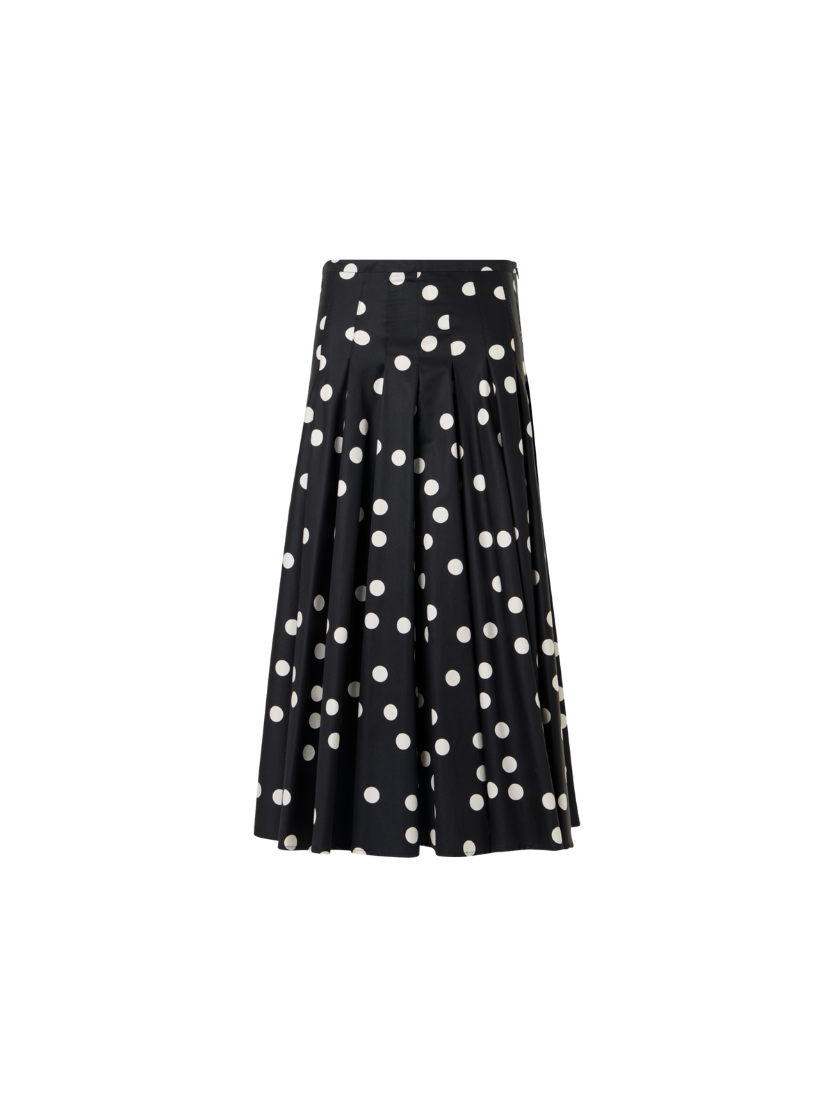 Designer Flared Cotton-Satin Midi Skirt - black