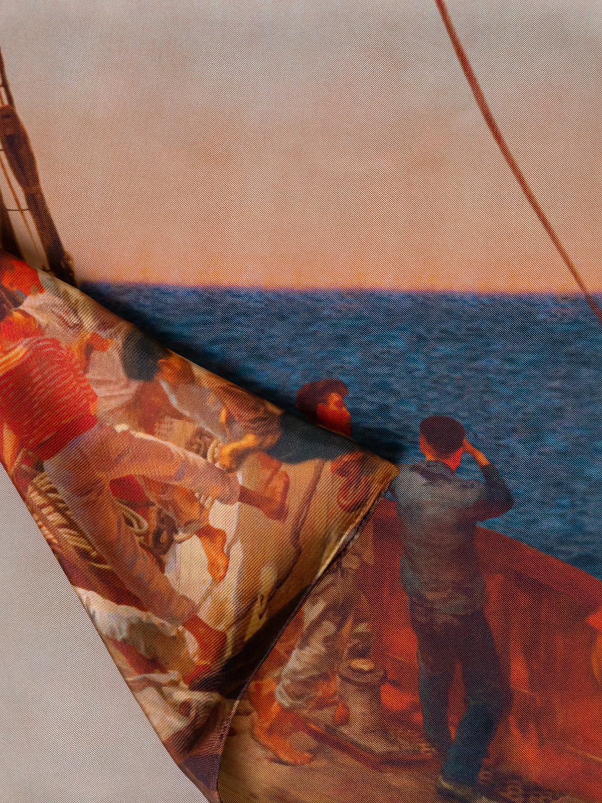 Designer Scarf in Silk with Prince Albert Print - multicolor