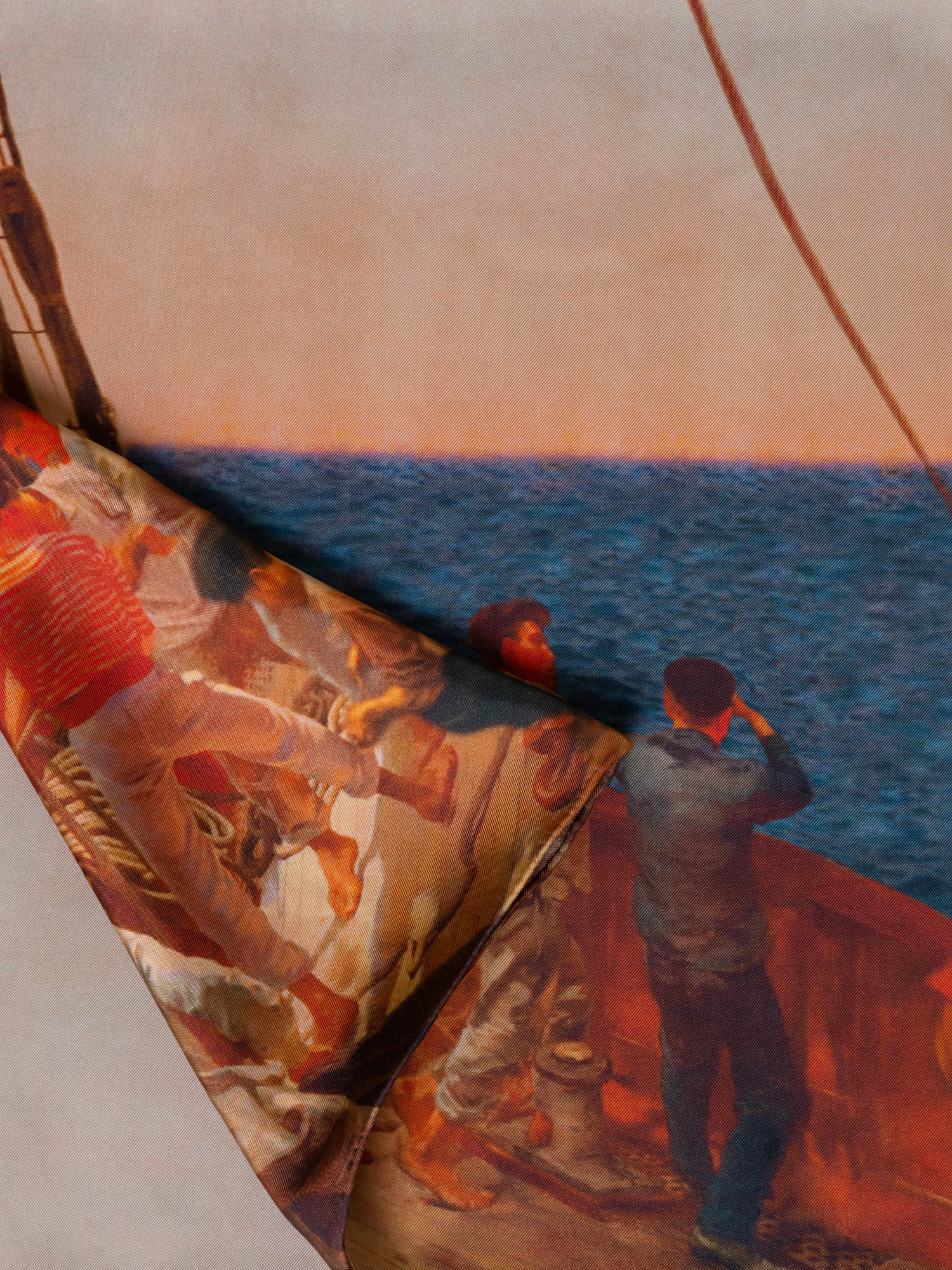 Designer Scarf in Silk with Prince Albert Print - multicolor