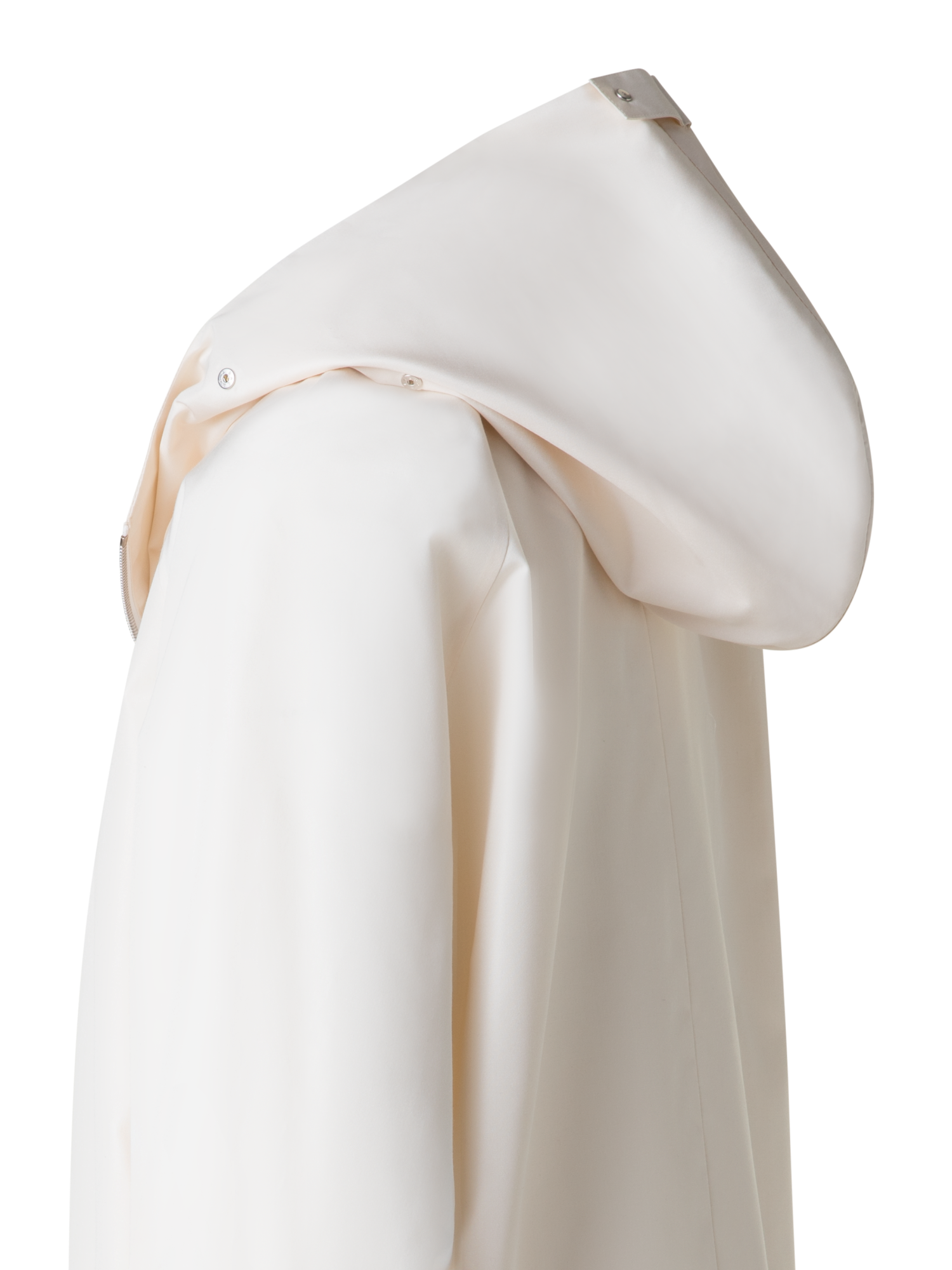 Designer Silk Taffeta Parka with Hood - neutral - ecru - white