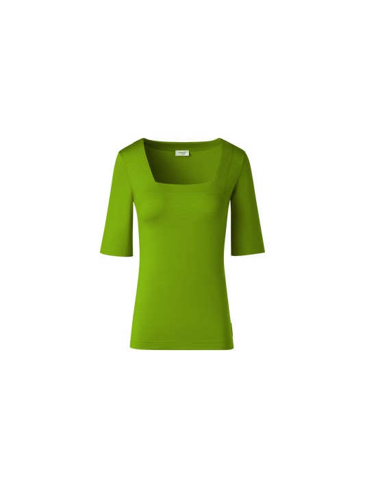 Designer Square Neck T-Shirt in Modal - green