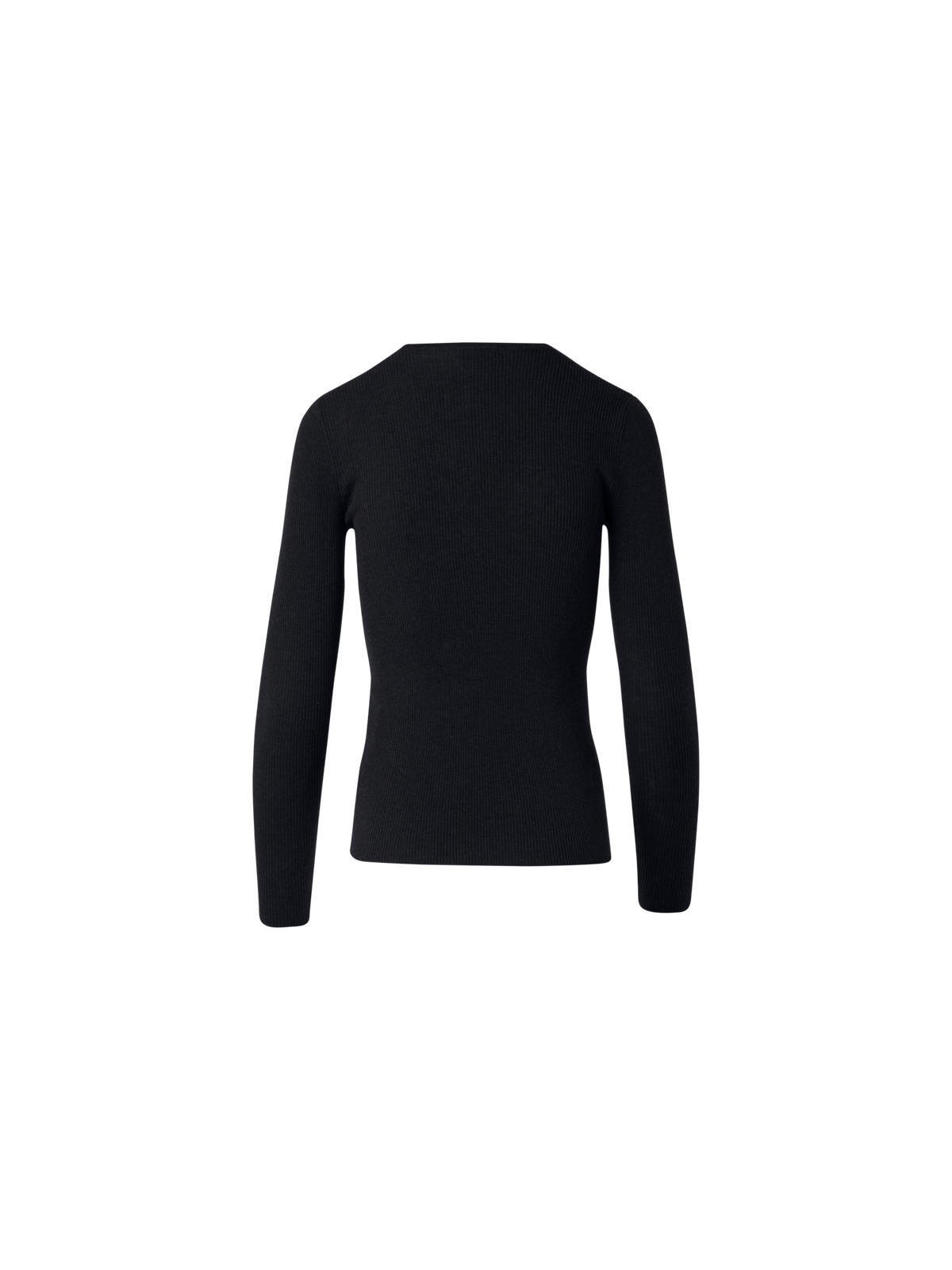 Designer Silk Cotton Fine Rib V-neck Sweater - black