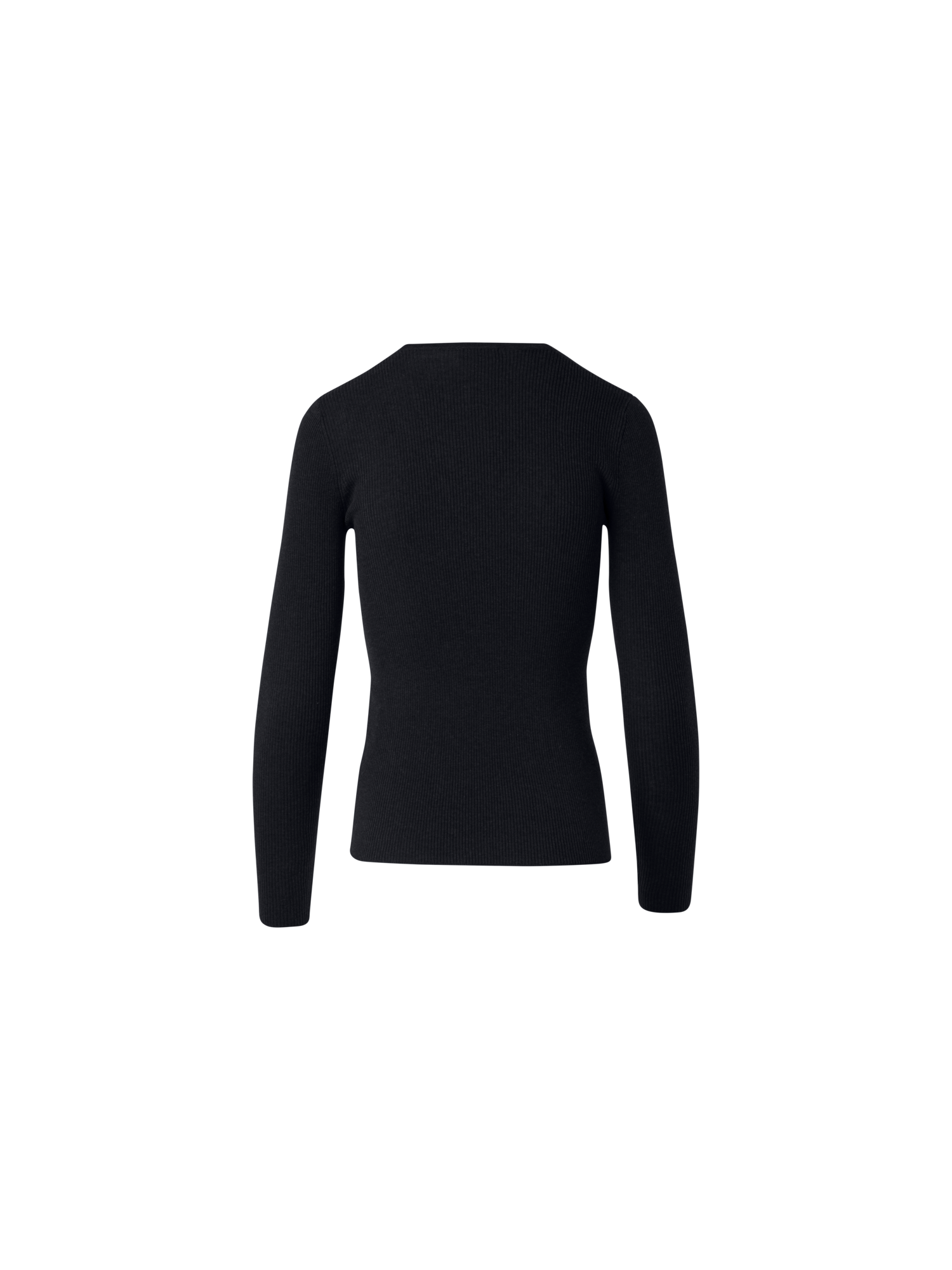 Designer Silk Cotton Fine Rib V-neck Sweater - black