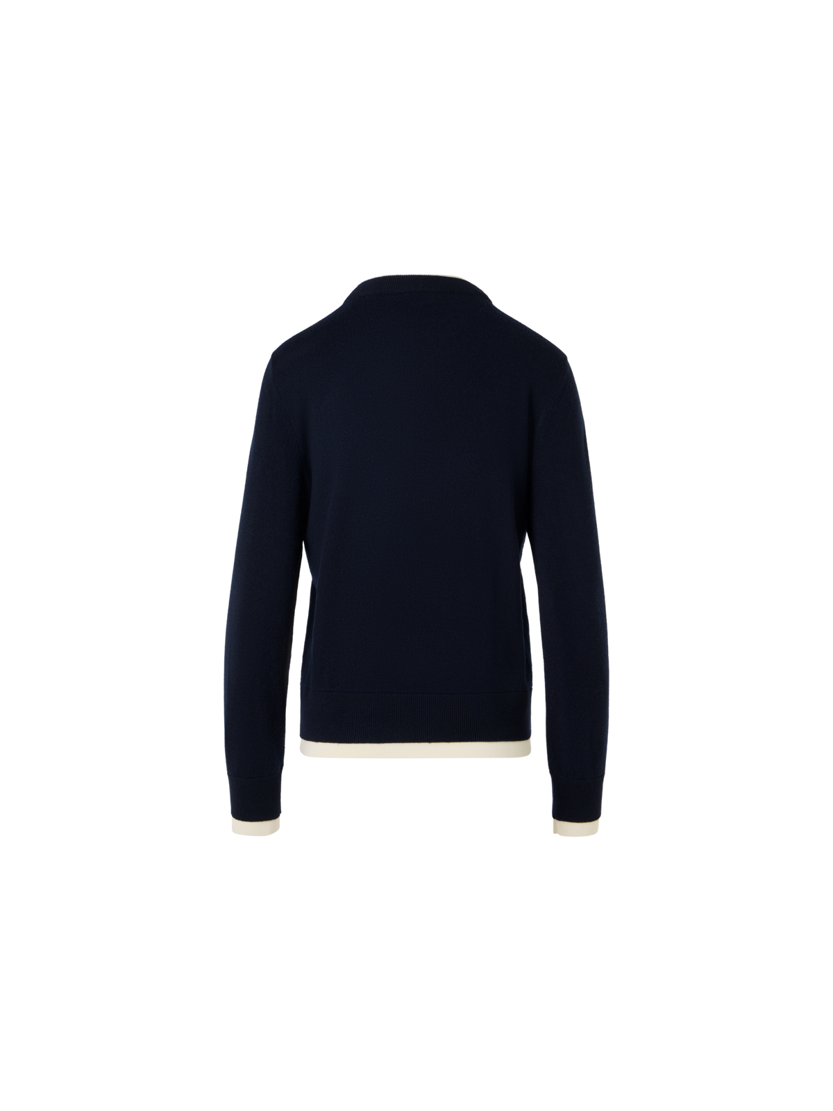 Designer Wool Cashmere Sweater with V-Neck Trompe l'Oeil - navy