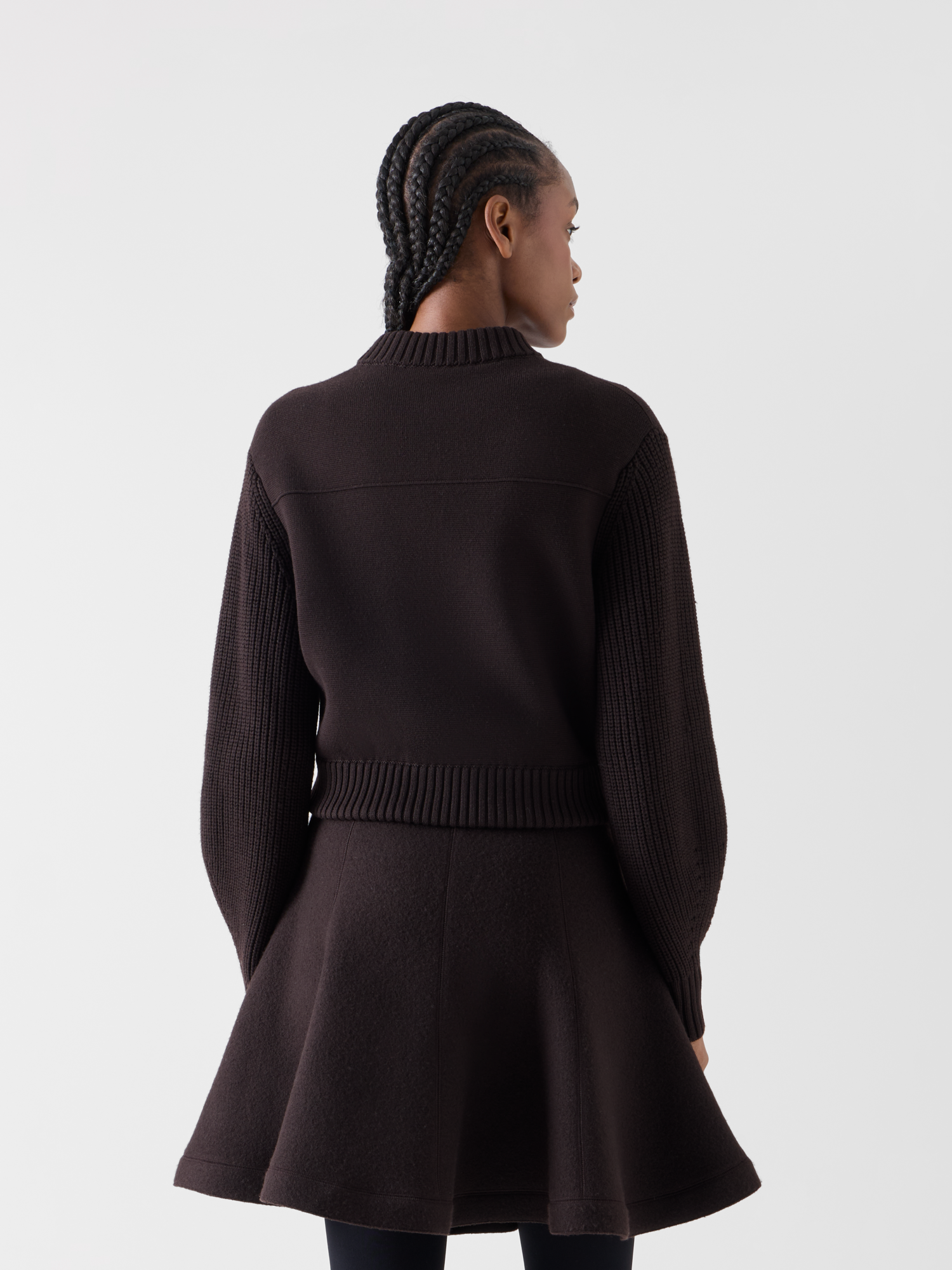 Designer Merino Wool Bomber Cardigan - brown 
