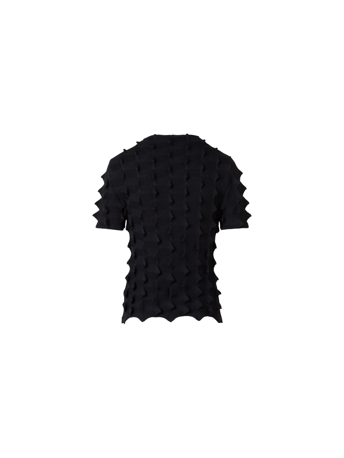 Designer Short Sleeves Sweater in 3D Sail Look - black