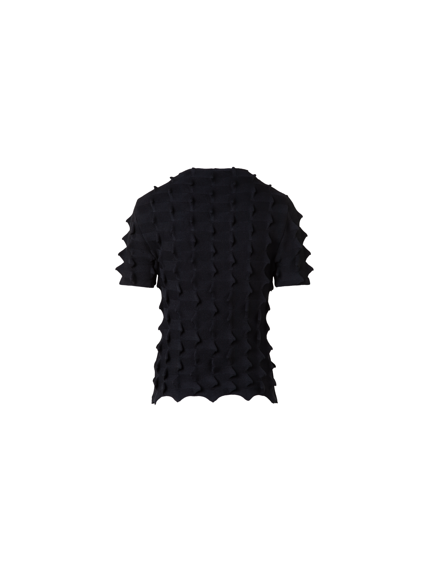 Designer Short Sleeves Sweater in 3D Sail Look - black