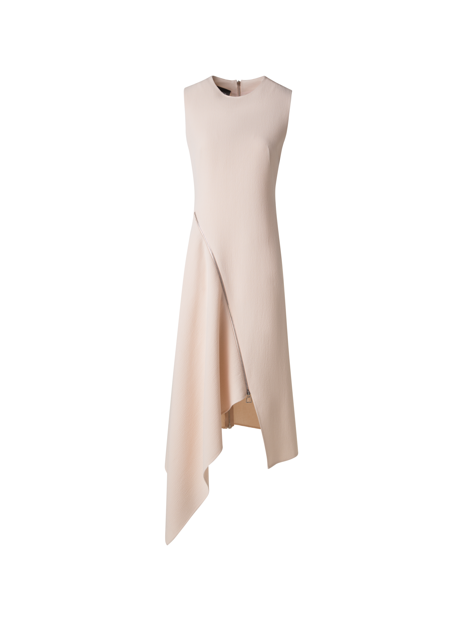 Designer Asymmetrical Flared Dress in Wool Double-Face - pastel - pink
