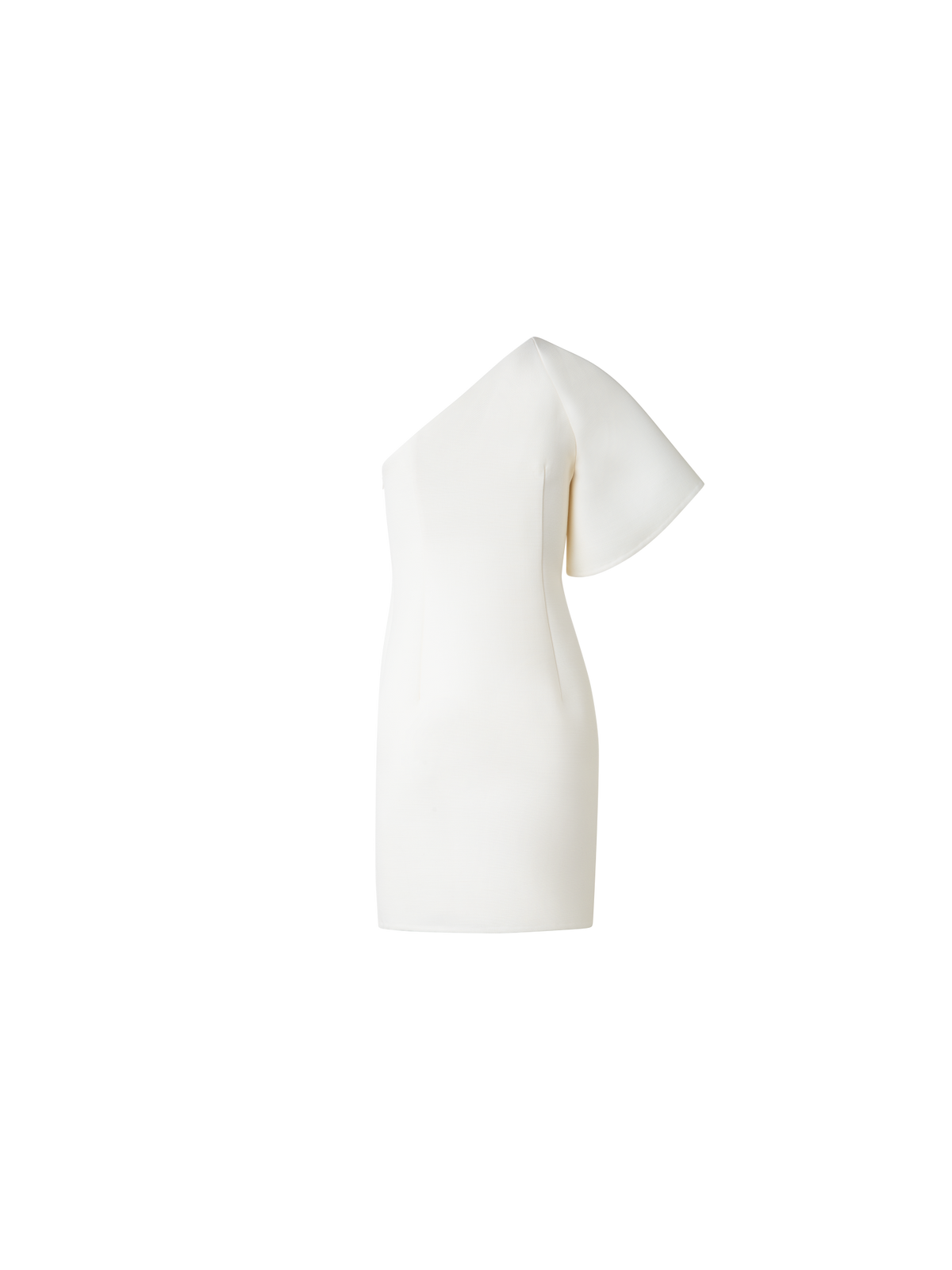 Designer One-Shoulder Wool Double-Face Cocktail Dress - ecru - white