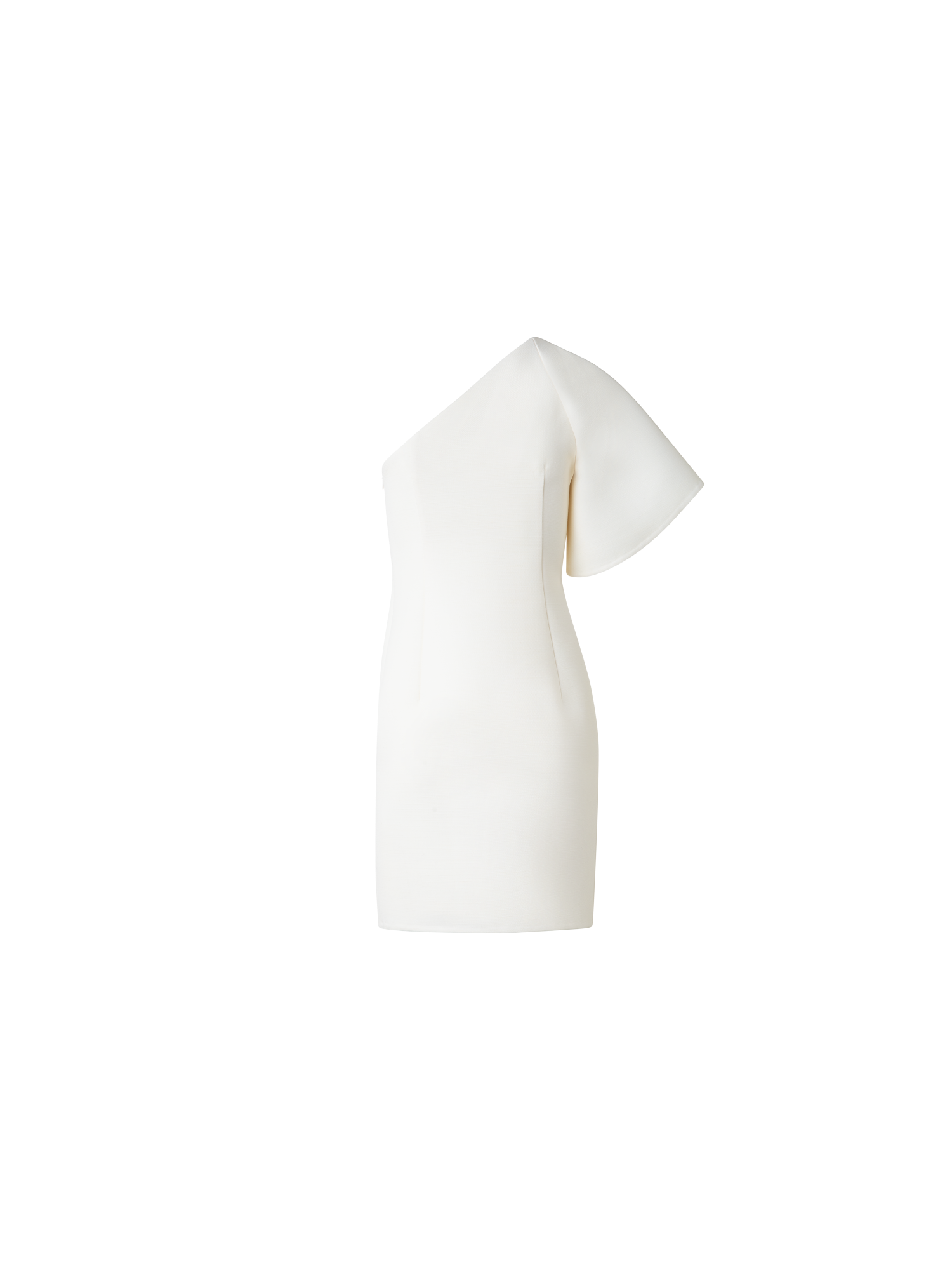 Designer One-Shoulder Wool Double-Face Cocktail Dress - ecru - white