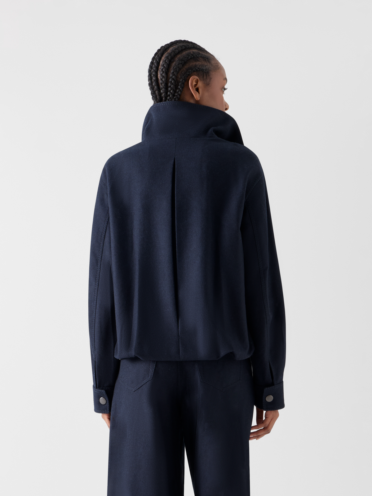 Designer Blouson in Heavy Wool Flannel - blue - navy #editorial