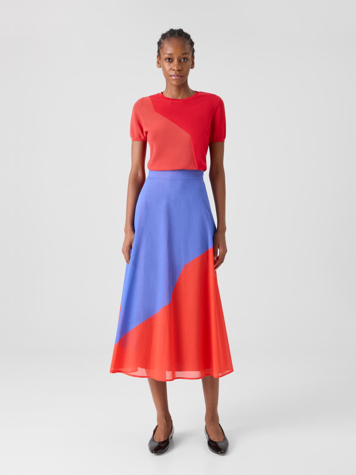 Designer Midi Skirt with High Plains Print - multicolor #editorial