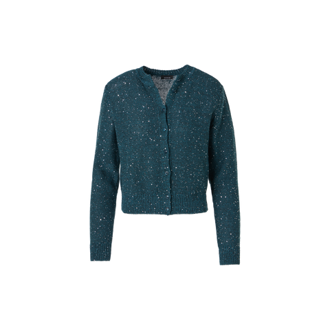 Linen Cotton Cardigan with Micro Sequins