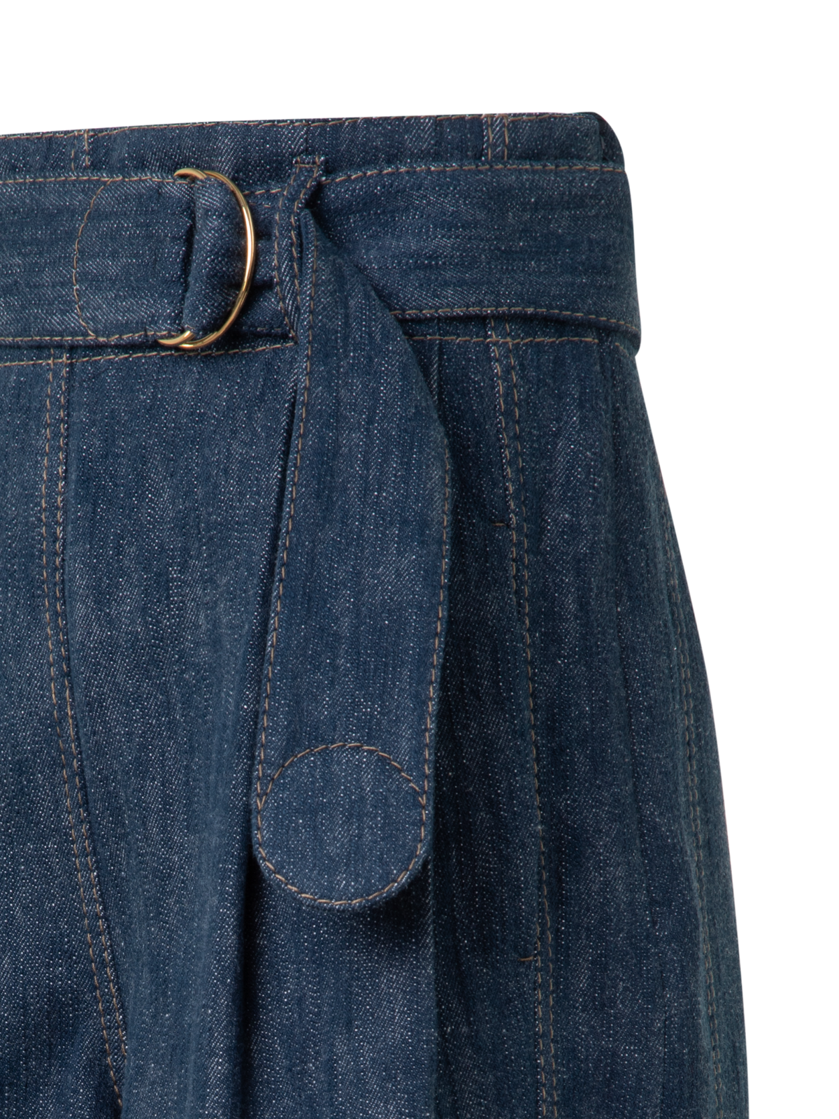 Designer Wide Cotton Wool Denim Bermuda Shorts - navy - blue