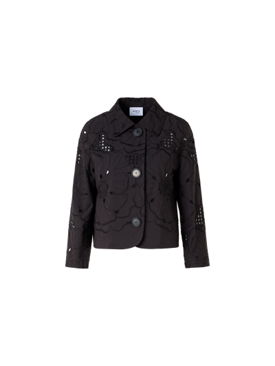 Designer Long-Sleeve Shiny Crinkle Faux-Leather Short Jacket - black