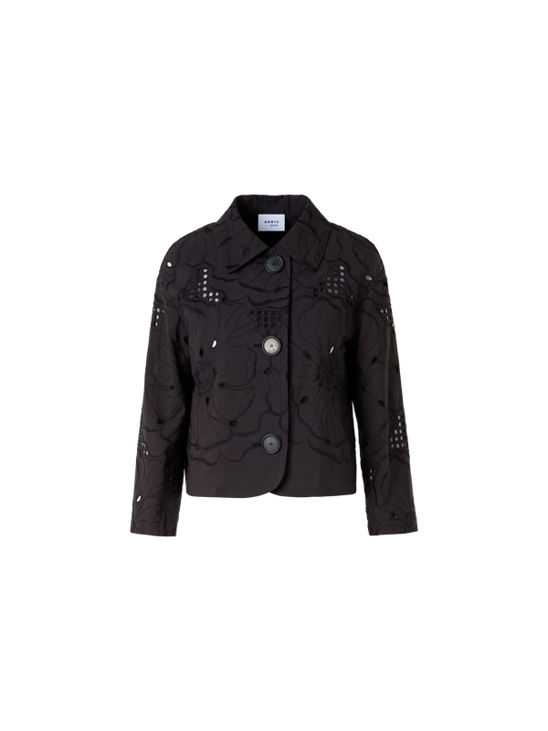 Designer Long-Sleeve Shiny Crinkle Faux-Leather Short Jacket - black