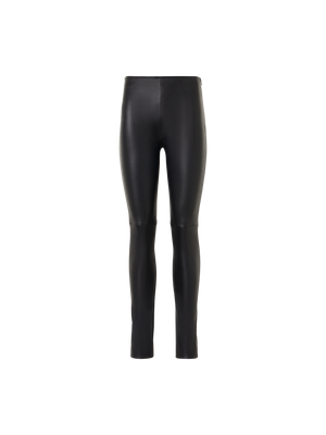 Designer Skinny Pants in Lamb Nappa Leather Front and Jersey Back - black