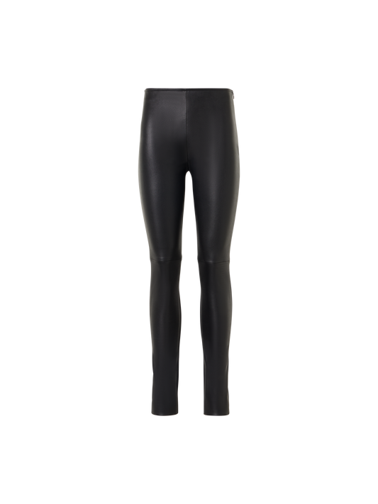 Designer Skinny Pants in Lamb Nappa Leather Front and Jersey Back - black