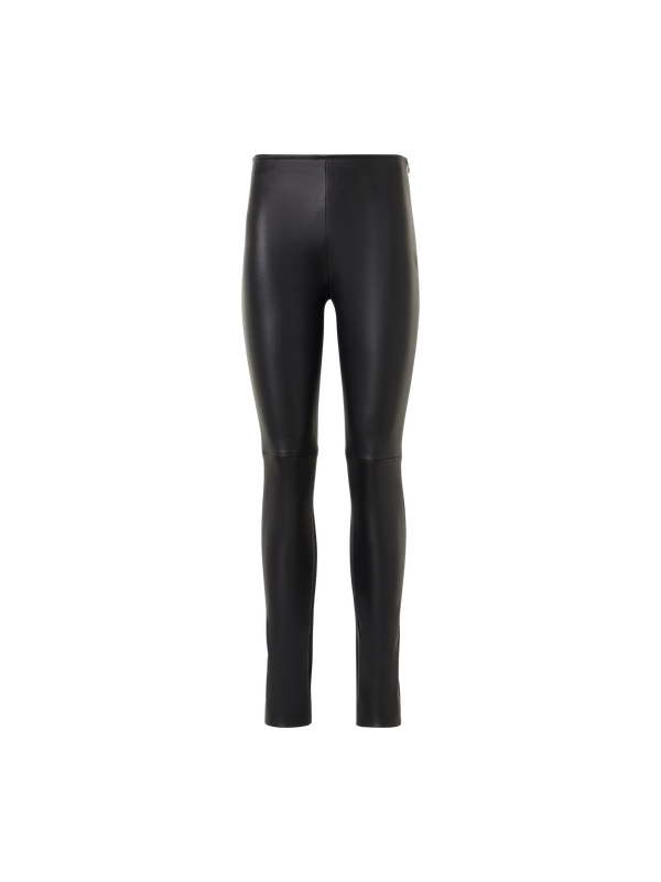 Designer Skinny Pants in Lamb Nappa Leather Front and Jersey Back - black